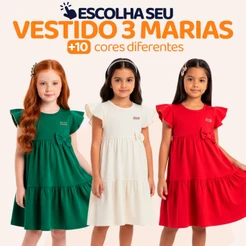Escolha Seu Vestido 3 Marias Roupas de Menina Infantil 100% Algodão Vestido de Criança Confortável l12