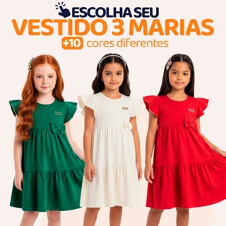 Escolha Seu Vestido 3 Marias Roupas de Menina Infantil 100% Algodão Vestido de Criança Confortável l02 em Oferta na Shopee