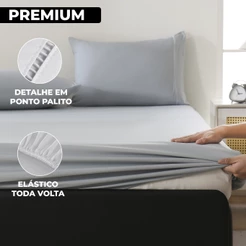 Jogo de Lençol Percal 400 Fios Premium 3 e 2 Peças Macio Solteiro Casal Queen King Ponto Palito