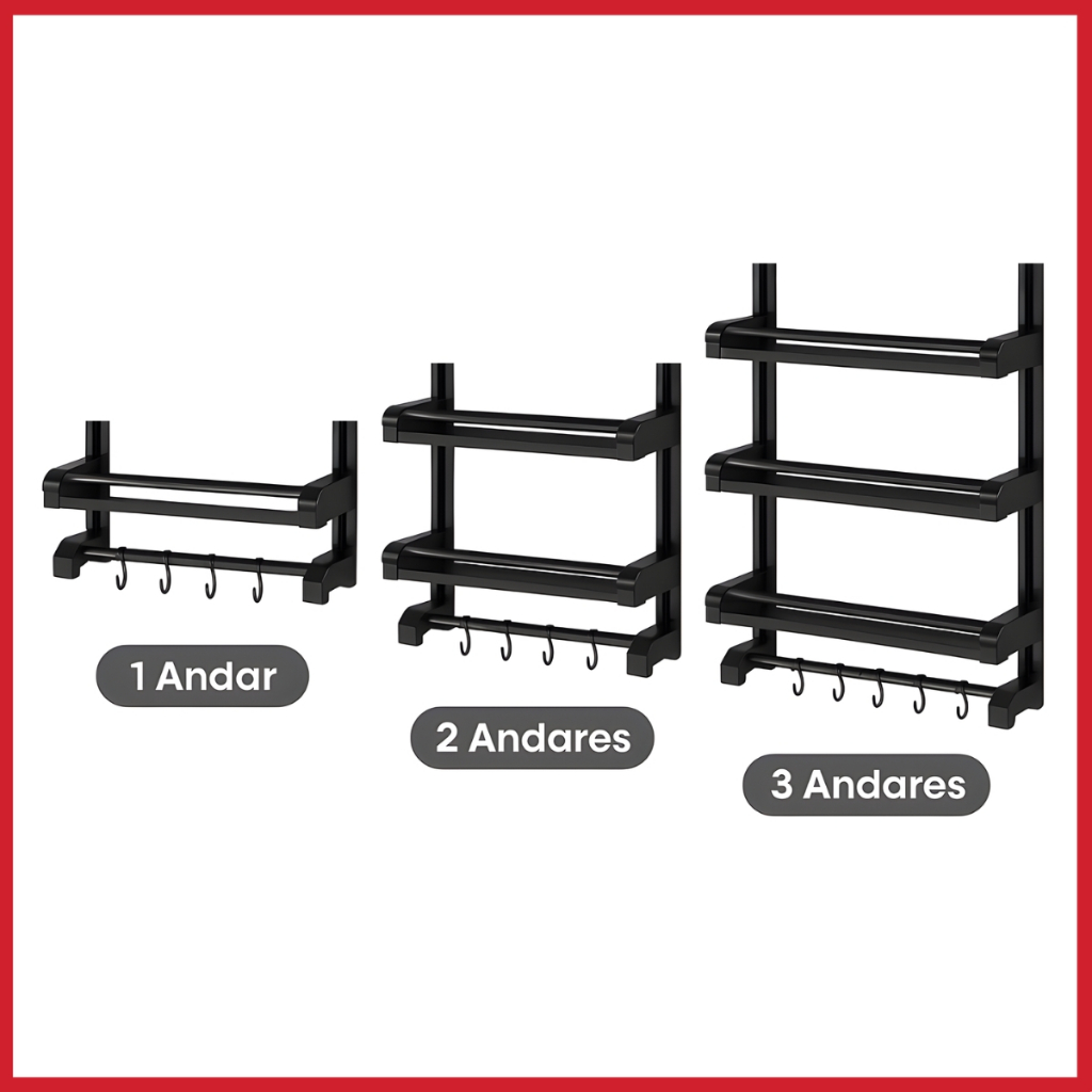 Prateleira de Parede para Banheiro ou Cozinha 3 Níveis Organizador de Parede para Itens de Banheiro em Oferta na Shopee
