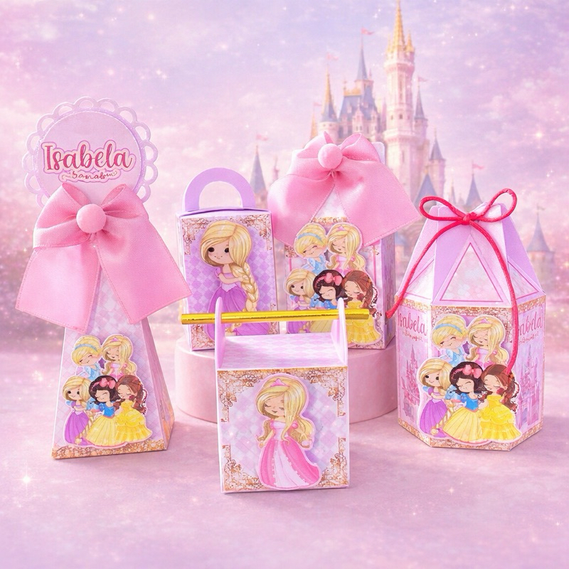 Kit Personalizado Princesas + BRINDE | Caixas Princesas | Aniversário Princesas | Lembrancinhas Princesas | Princesas
