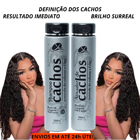 Kit Hidratação Ativador de Cachos e Shampoo fios Definidos Cabelos com Brilho Resultado Imediato