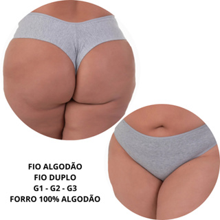 Calcinha Kit Plus Size Calcinha Fio Duplo Algodão do P ao G3 Plus Size Confortavel Tanga Fio em Oferta na Shopee