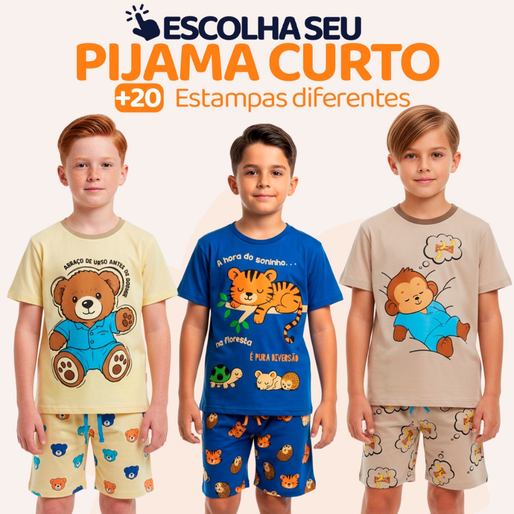 Pijama Curto Menino Infantil Confortável Estampado Roupa de Dormir Pijama Verão Infantil para Menino do 1 ao 10 l06 em Oferta na Shopee