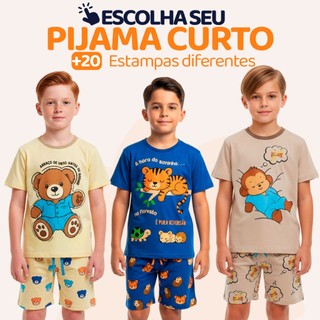 Pijama Curto Menino Infantil Confortável Estampado Roupa de Dormir Pijama Verão Infantil …