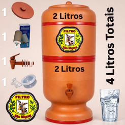 Filtro de Barro 4 Litros Completo Tradicional com Vela, Boia e Torneira Jaboticabal Bebedouro D'água