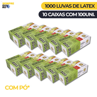 Kit 10 Caixas de Luvas Descartáveis de Látex com Pó - Tamanhos PP, P, M, G - 1000 Unidades em Oferta na Shopee