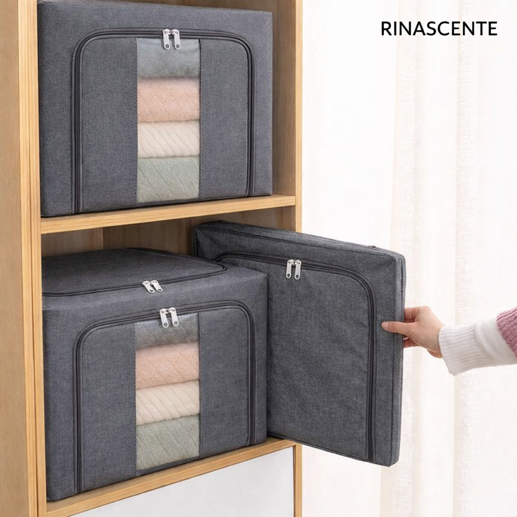 Organizador Multiuso Caixa Organizadora De Guarda Roupa Flexivel Com Ziper 50x40x32cm Grande YY090 em Oferta na Shopee