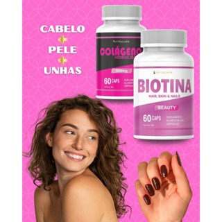 Kit Biotina 60 Cáps + Colágeno Verisol 60 Cáps Premium - Original - Envio Imediato em Oferta na Shopee