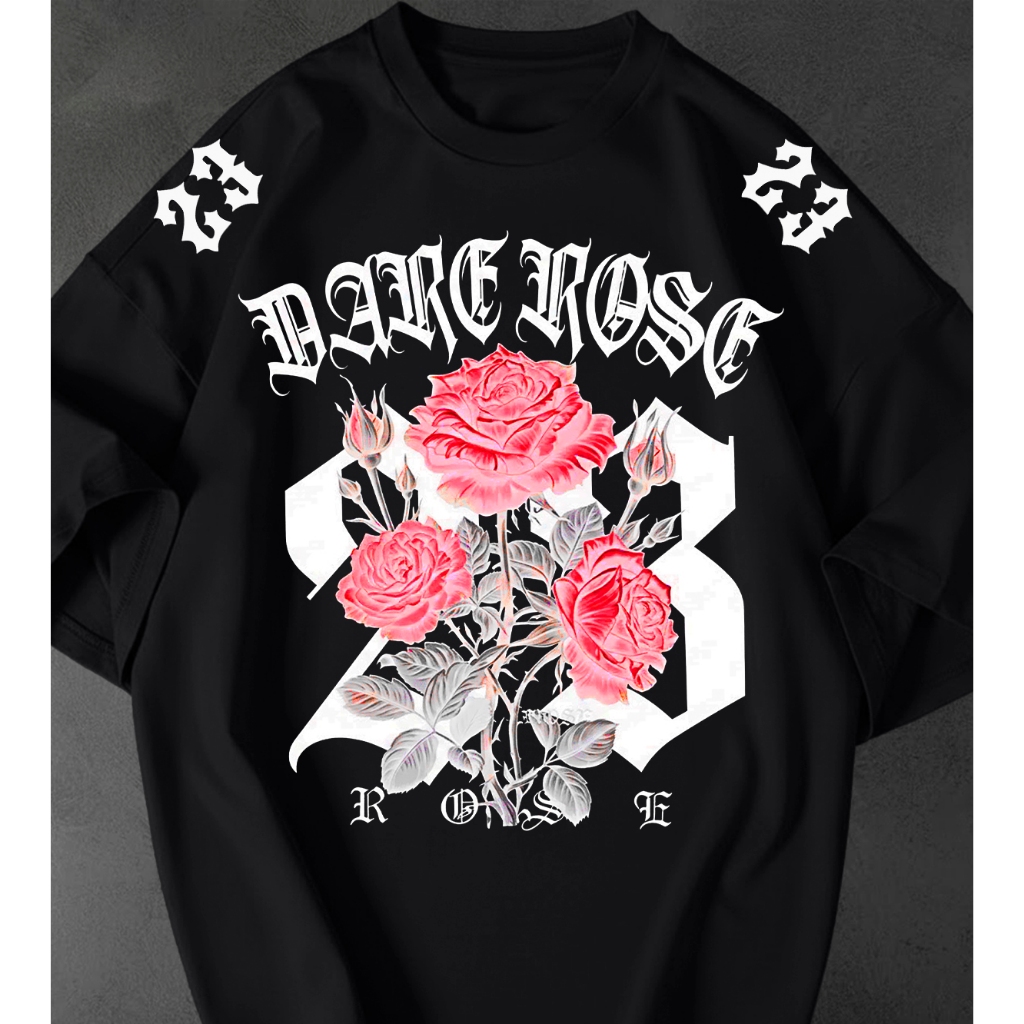 Camisetão Feminina Rare Rose 23 Estampada Streetwear Oversized Estilosa Tshirt 100% Algodão Premium