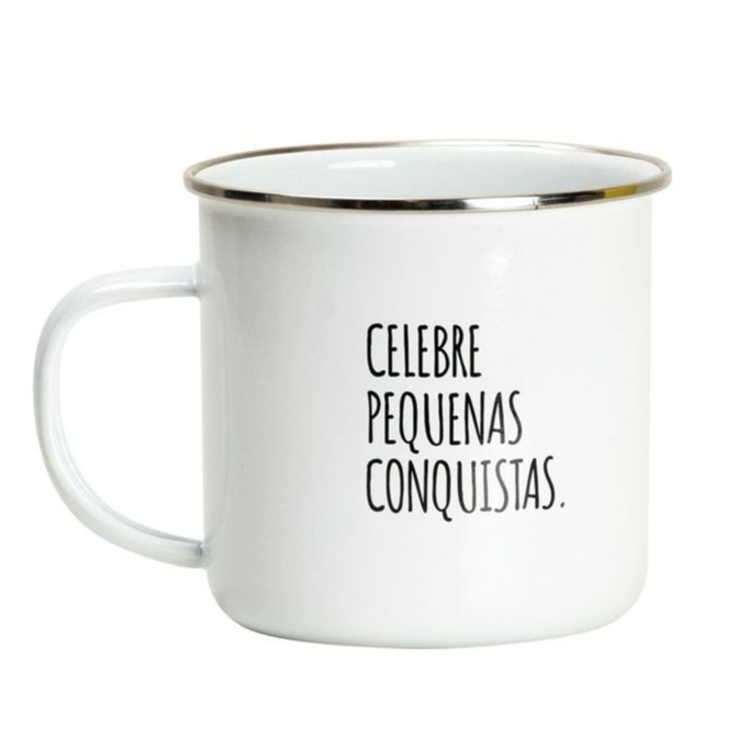 Caneca Adoçadinhos Café Chá Branca Com Frase Pequenas Conquistas Imaginarium em Oferta na Shopee