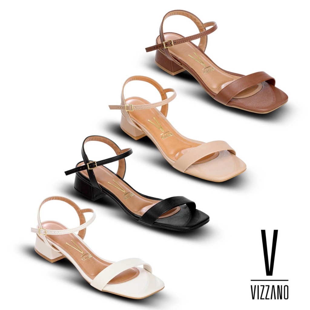 Sandália Vizzano Salto Baixo Pelica Feminina Confortável Elegante Social Preto Casual Dia a Dia em Oferta na Shopee