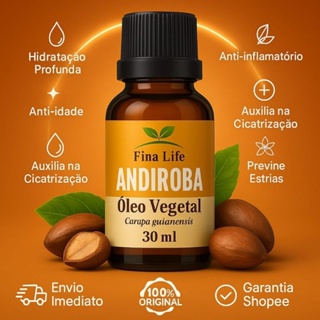 Óleo Vegetal de Andiroba 30ml Finalife 100% Natural | Hidratação - CABELO & PELE em Oferta na Shopee