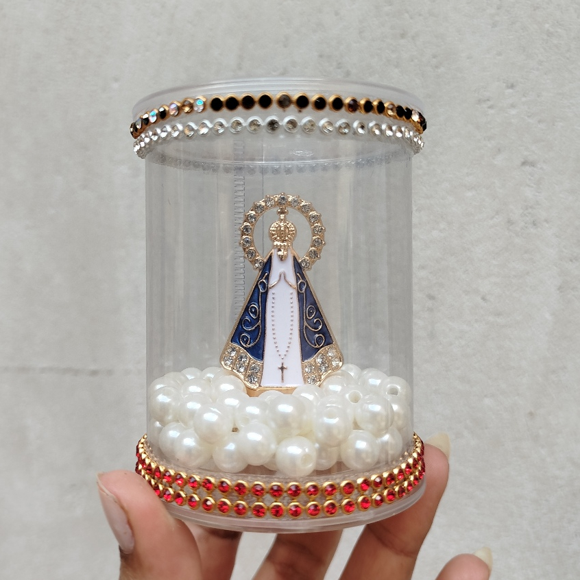 Mini Oratório N. Sra. Aparecida - Acetato - 9cm Altura - Capelinha Lembrancinha Religiosa