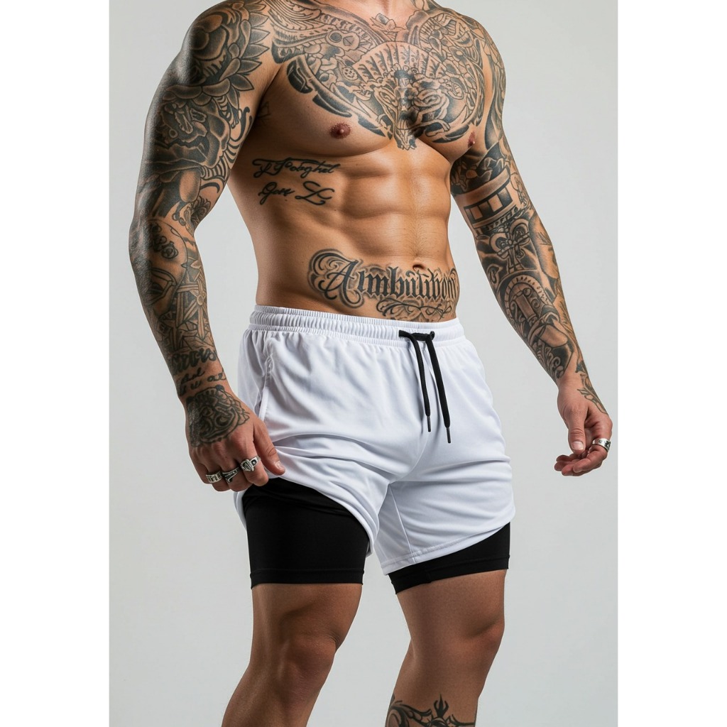 Shorts Fitness 2 Em 1 Bermuda Para Esportes Treino Academia Dry Fit Masculino