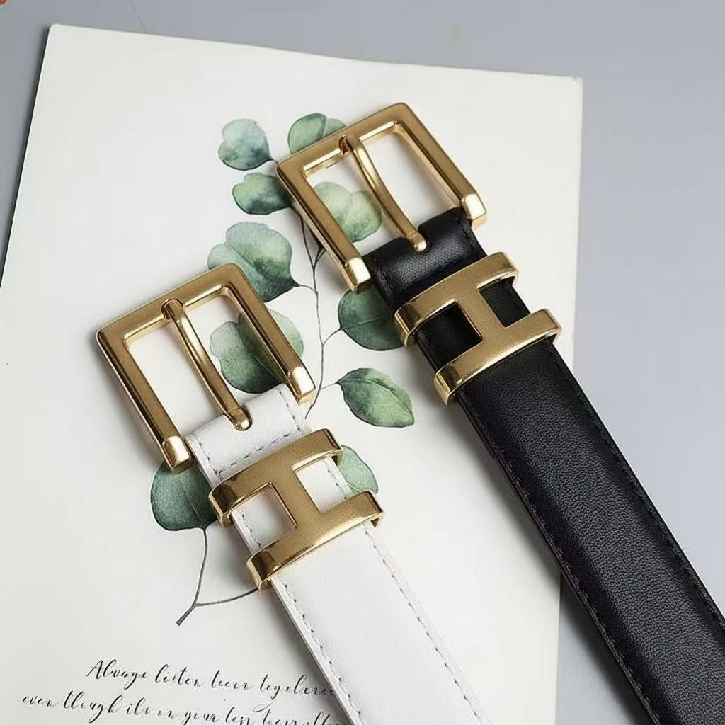 Cinto Feminino Fivela Dourada H Letra Simples Estilo Casual Couro Sintético em Oferta na Shopee