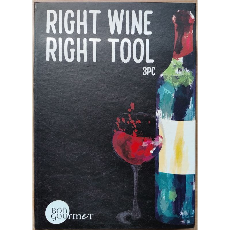 Conjunto 3 Peças para vinho em aço inox com caixa Bon Gourmet