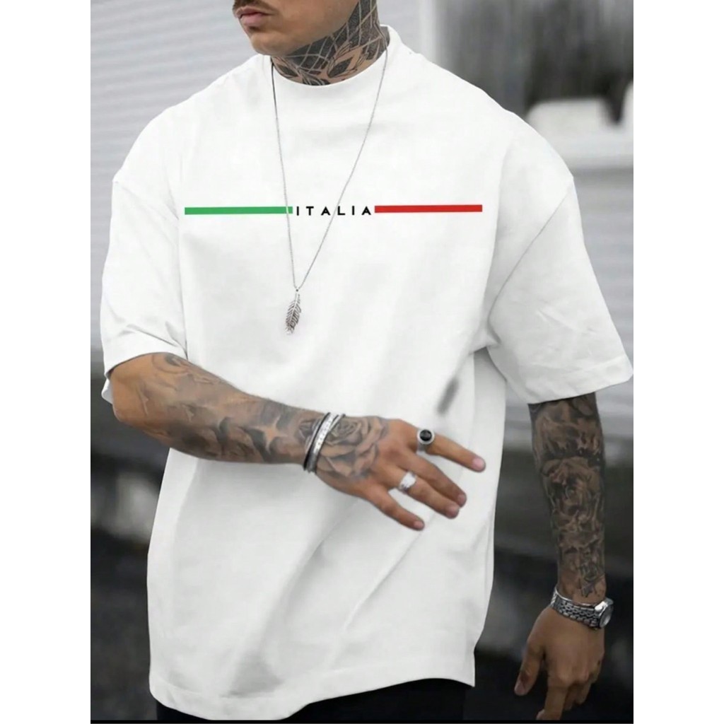 Camiseta Oversized Lifestyle Streetwear Italia Masculina Estilosa Alta Qualidade Tecido Premium Leve