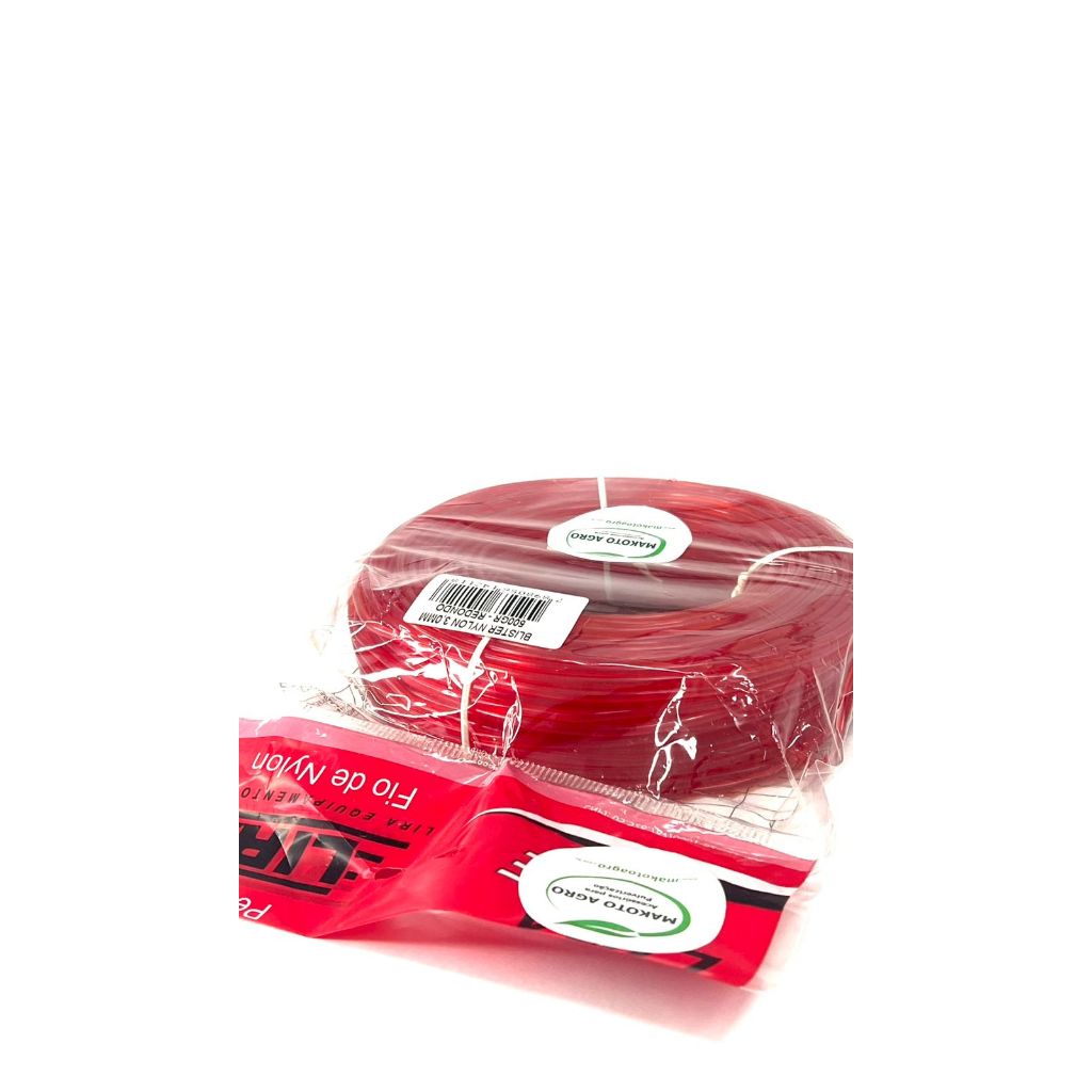 Fio Nylon 3,0 mm Vermelho 500g Para Roçadeira Cortador Grama