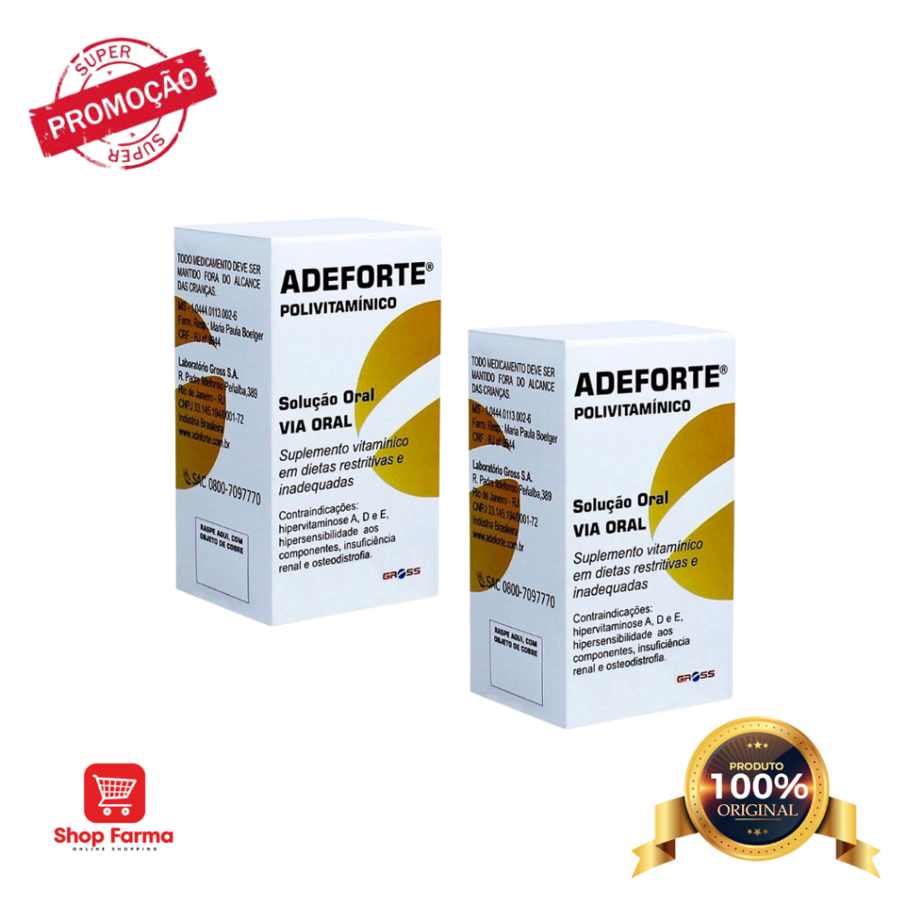 kit 2 x Adeforte Polivitaminico contém 1 ampola de 3ml em Oferta na Shopee