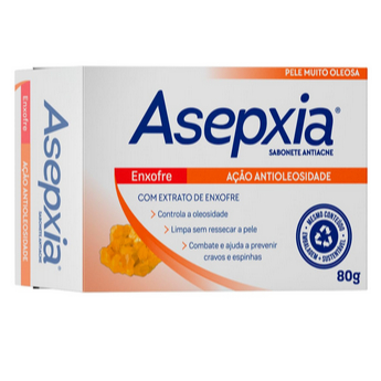 Sabonete Asepxia Enxofre, Barra Com 80G