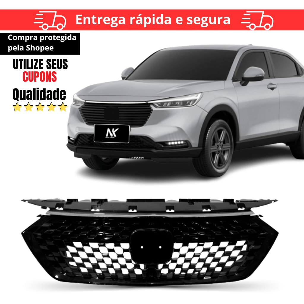 Grade Radiador Moldura Cromada HRV 2023 2024 2025
