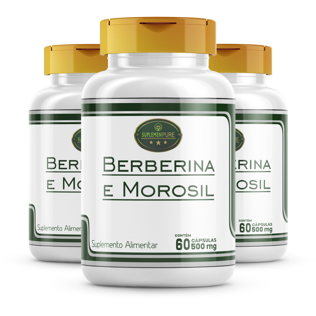 Kit 3 Potes - Berberina + Morosil ( Super Composto ) 500 Mg - 60 cápsulas