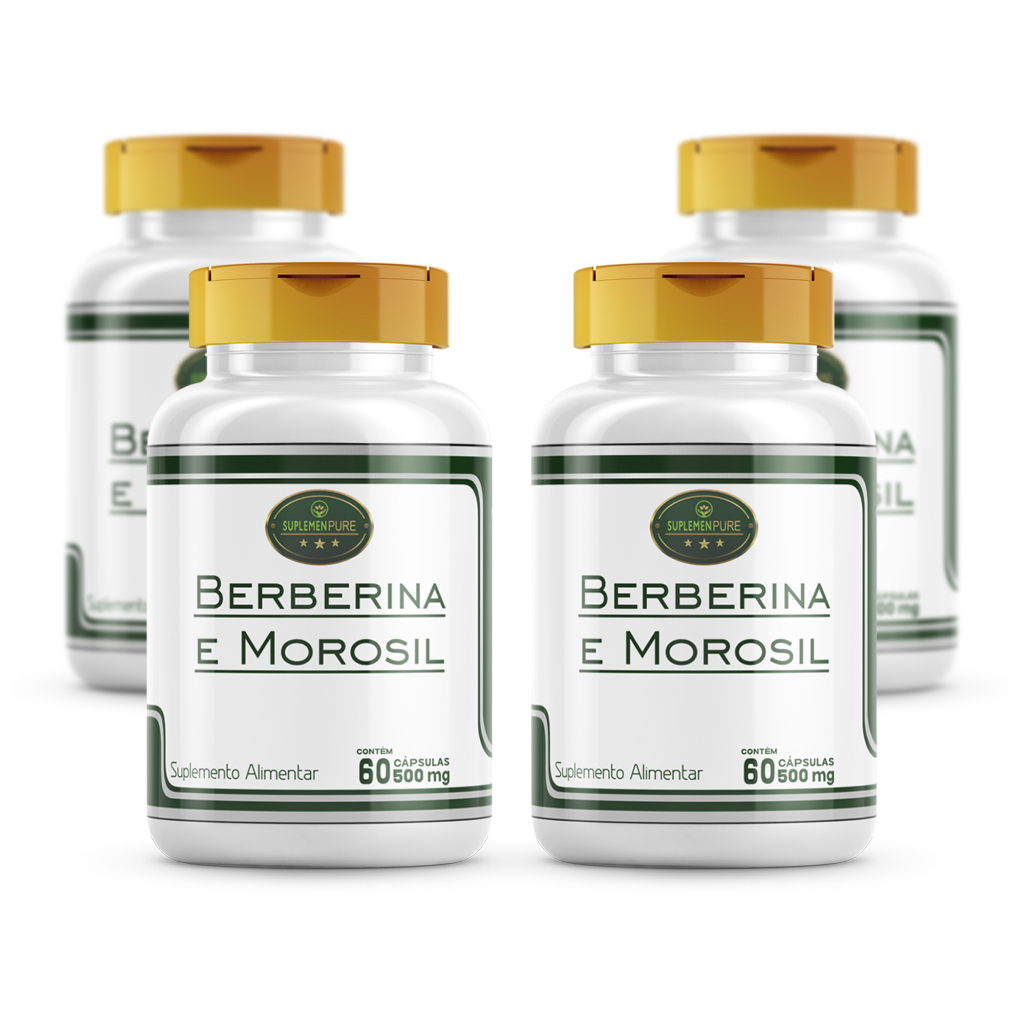 Kit 4 Potes - Berberina + Morosil ( Super Composto ) 500 Mg - 60 cápsulas