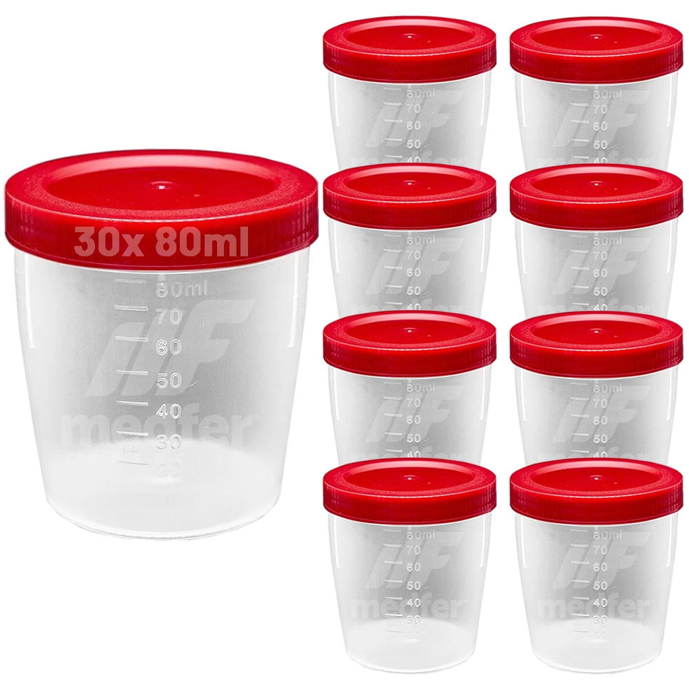 30 Frasco Coletor Universal Pote Urina 80 Ml Estéril