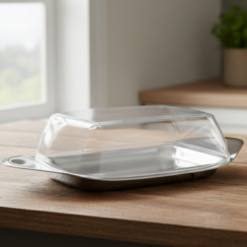 Mantegueira Grande Inox com Tampa Acrílica Porta Manteiga Margarina Resistente