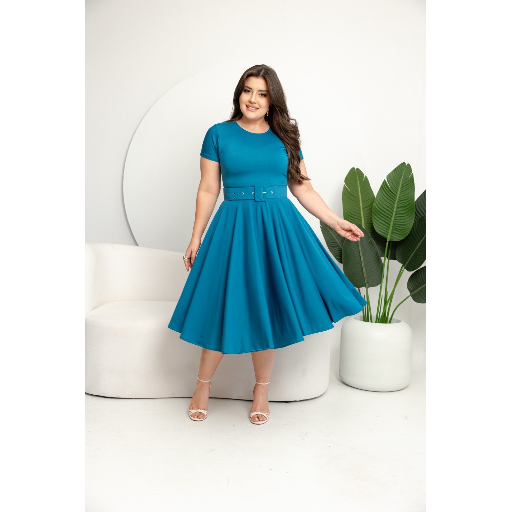 Vestido Midi Godê Moda Evangélica 360 Graus em Oferta na Shopee