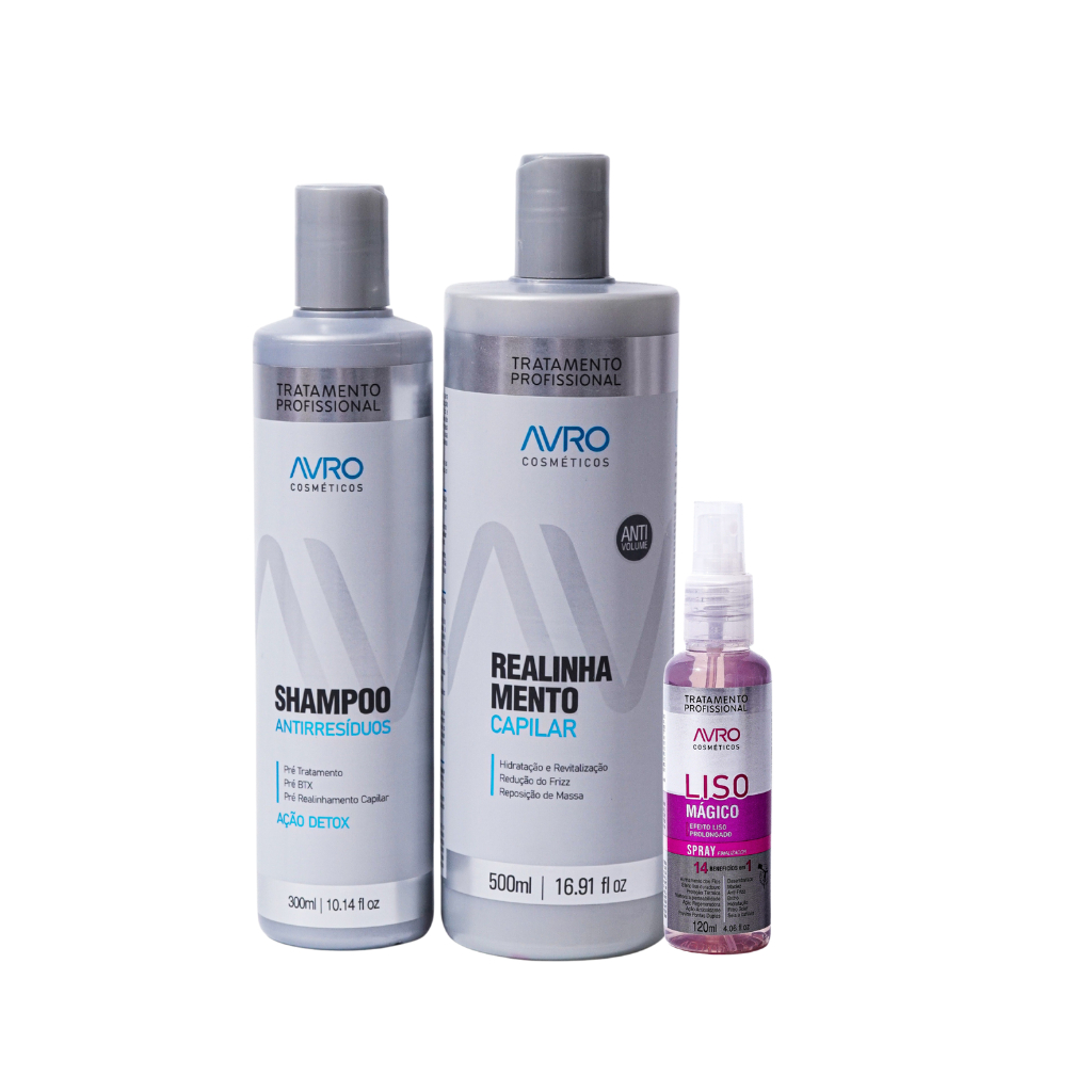 Kit Realinhamento Capilar + Spray Finalizador Avro Liso Mágico