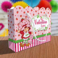 Sacolinha Moranguinho Anos 80 Ondulada Personalizada Festa Lembrancinha Kit Festa Sacola