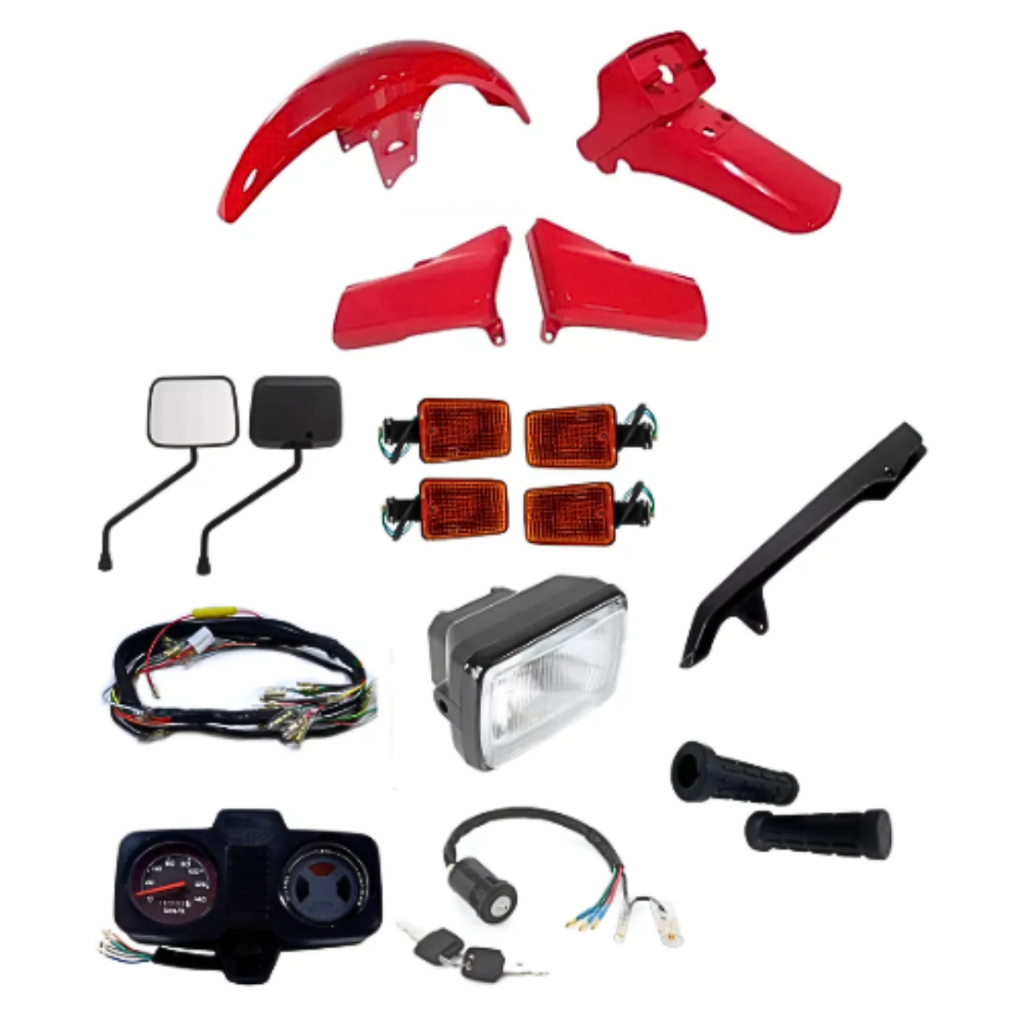 Paralama Cg 125 83 84 85 Vermelho Rabeta Kit Painel Farol