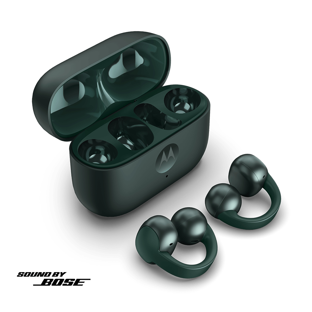Fone de ouvido Sem Fio Motorola Moto Buds Loop by Bose - Bluetooth, open-ear, OWS em Oferta na Shopee