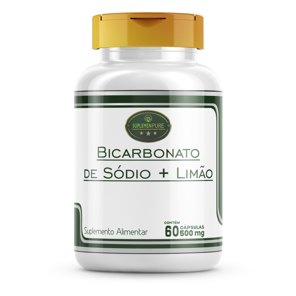 Bicarbonato de Sódio + Limão (Composto 100% Natural) 500 mg - 60 cápsulas