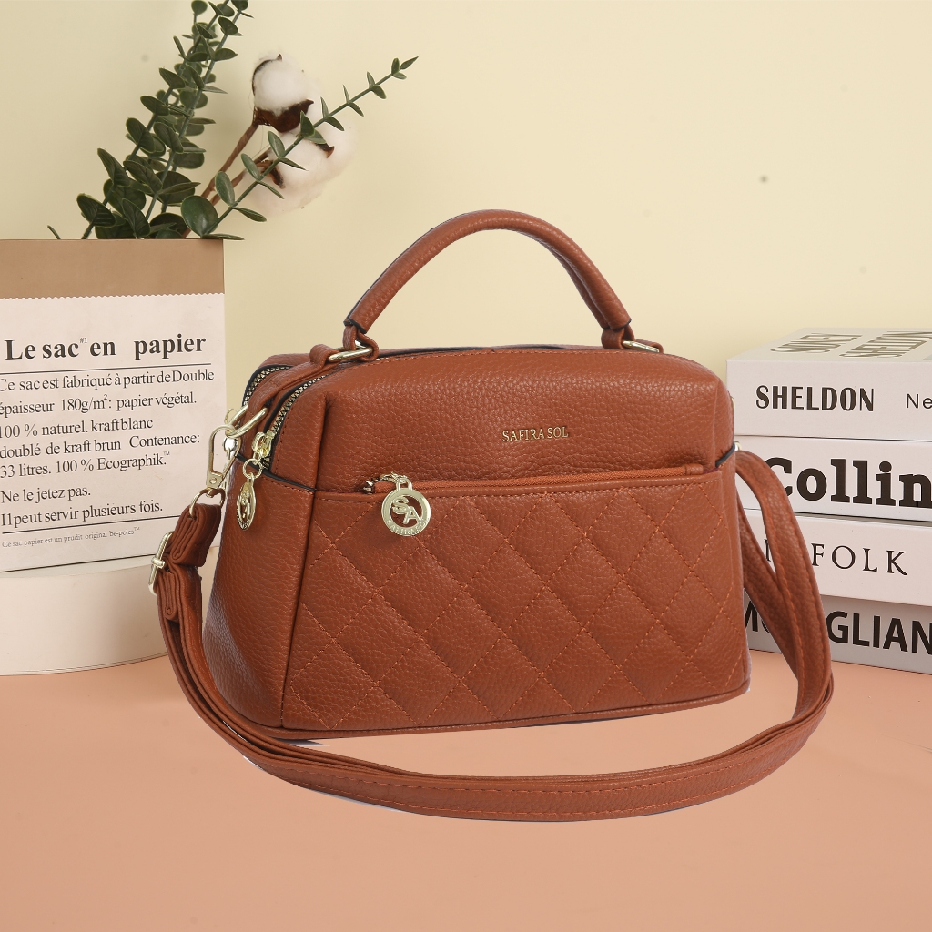 Bolsa Feminina Com Alça Lateral Transversal Faixa de Mão De Couro LN010 em Oferta na Shopee