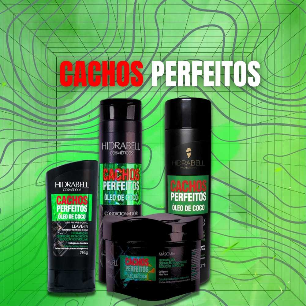 Hidrabell Cosméticos - Kit Cachos perfeitos com shampoo, condicionador, máscara e leave-in