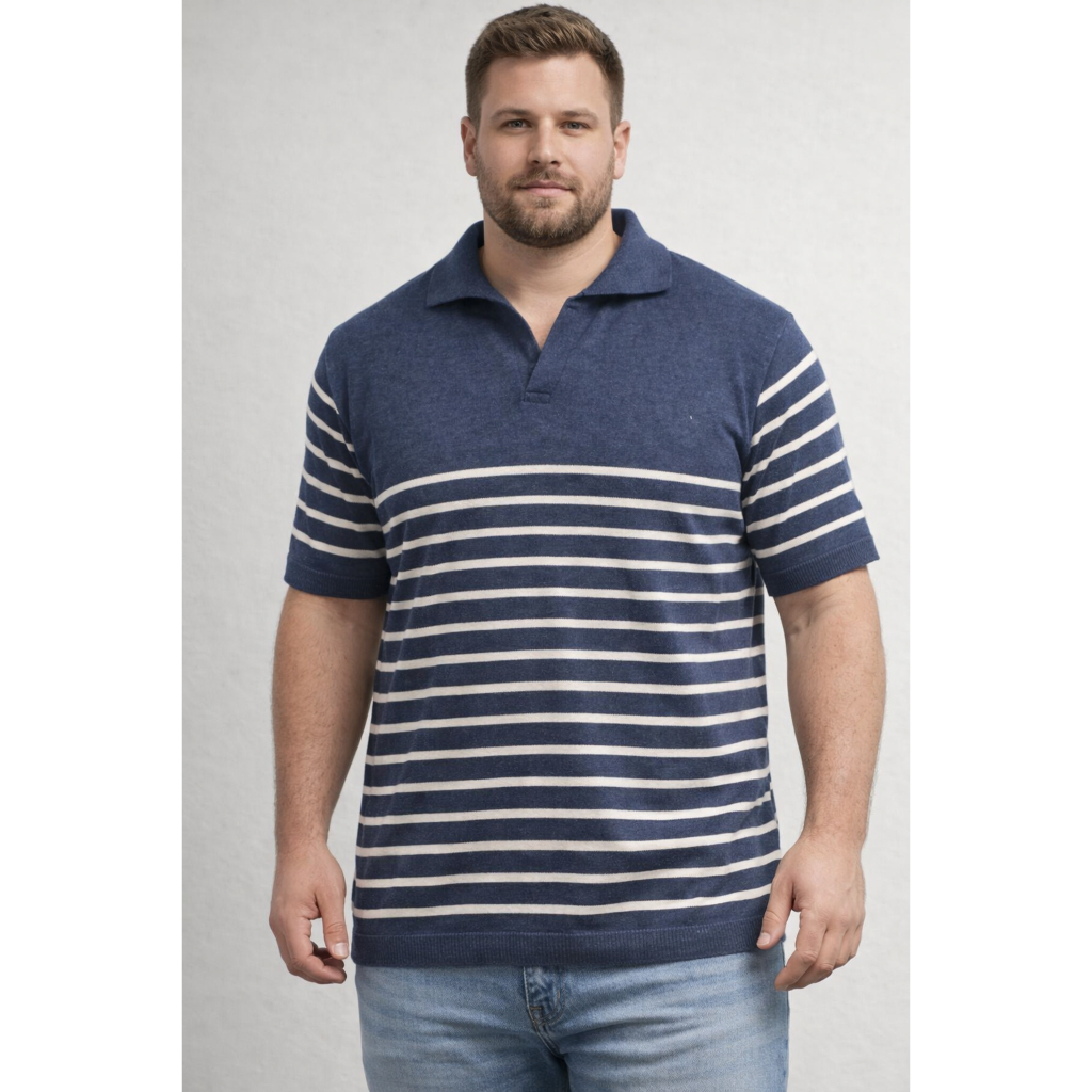 Camisa Polo Masculina Tricô Listrada Manga curta | Confortável, Moderna e Versátil