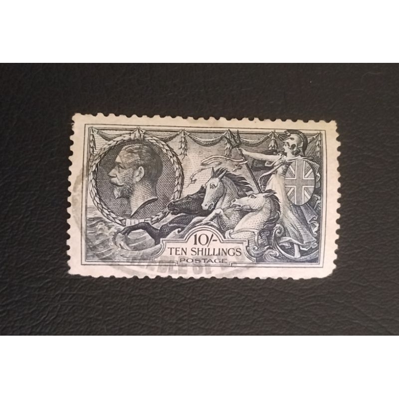 Par de selos da Inglaterra, Seahorse , 1945 , George V. Valores de catálogo acima de US$500.