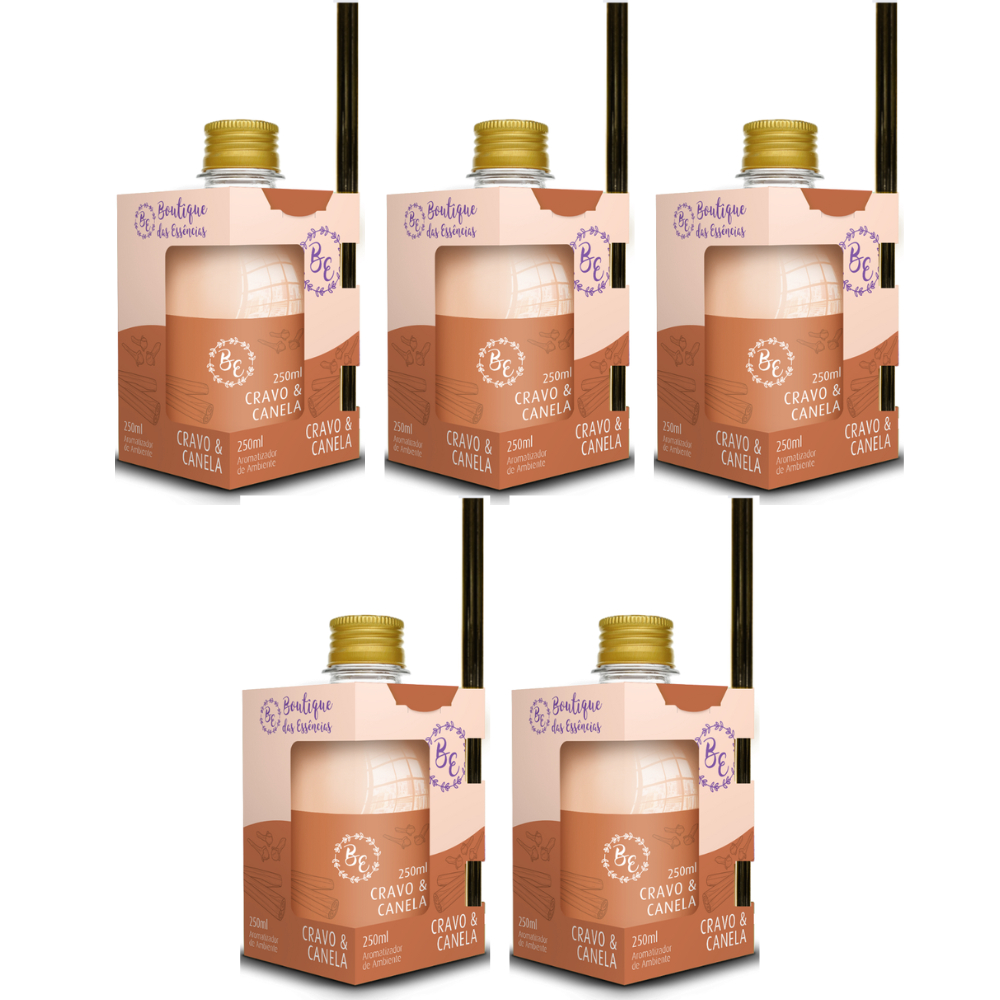 5 Difusor de ambiente Cheirinho 250ml Boutique Cravo E Canela