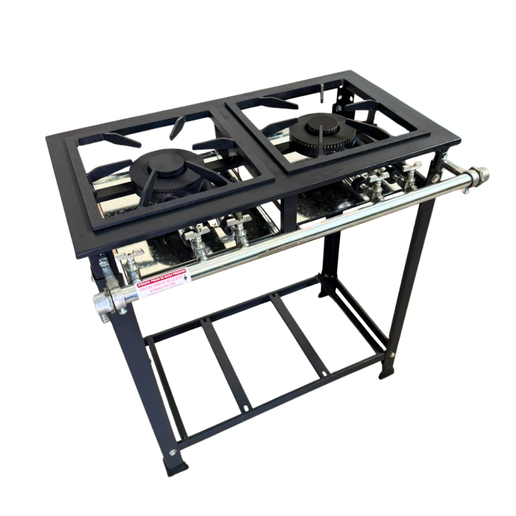 Fogão Industrial 2 Bocas Chamas Duplas Grelhas Ferro Fundido 30x30cm Reforçado em Oferta na Shopee