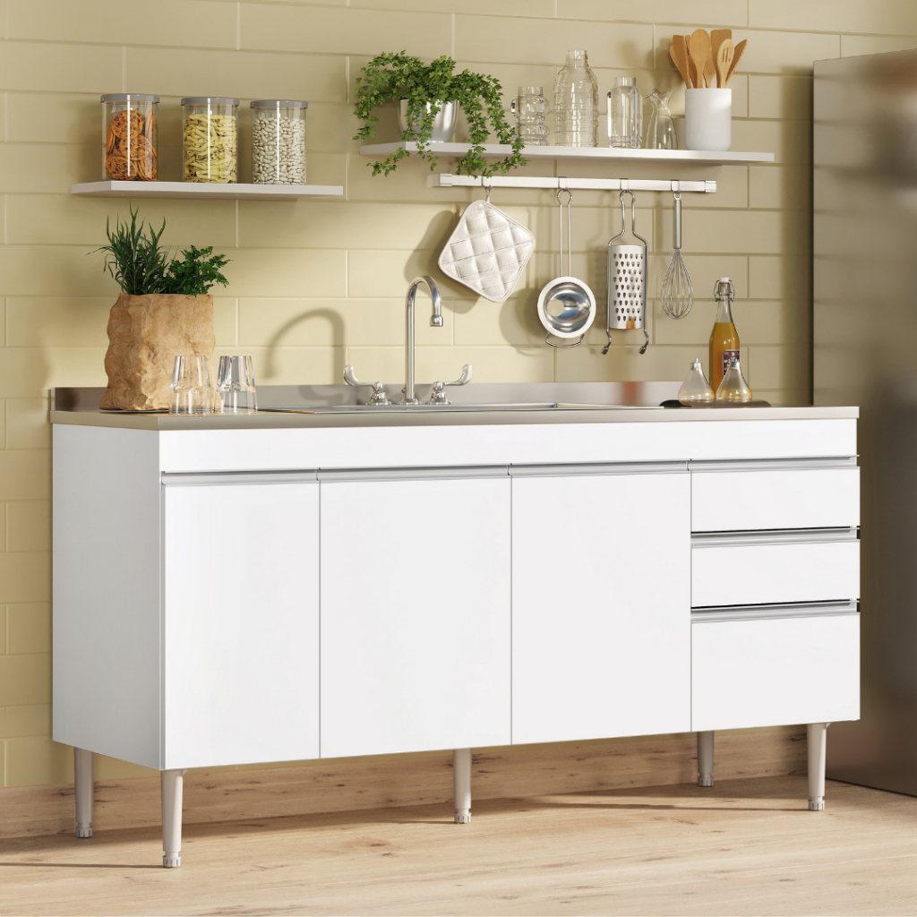 Gabinete De Pia Tonielque Libra 1,20m 3 Gavetas Prateleira em Oferta na Shopee