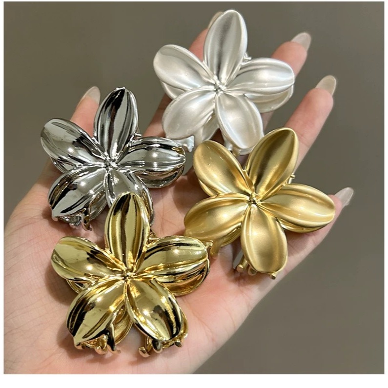 Kit 12 Presilhas de Cabelo Flor Metálica – Prendedor Resistente, Acabamento Dourado e Prateado, Moda Feminina em Oferta na Shopee