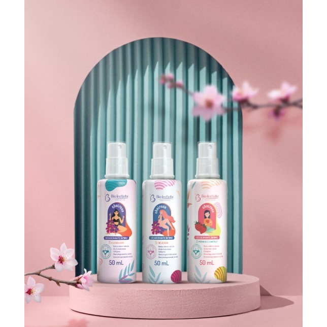Kit c/3un  Desodorante íntimo Delicada/Algodao/Morango 50ml - Bio Instinto