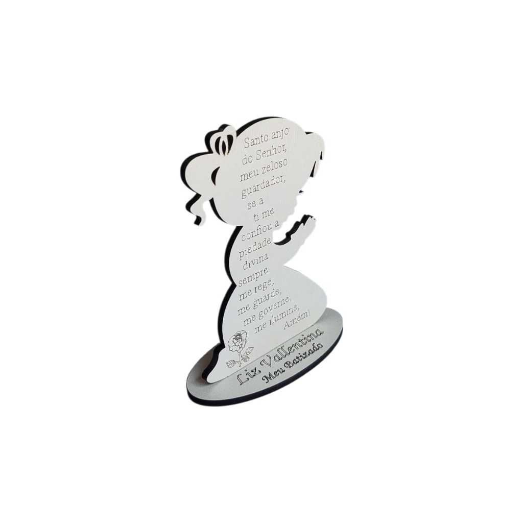15 Lembrancinha oração santo anjo menina em mdf branco, 10cm. com gravação em Oferta na Shopee