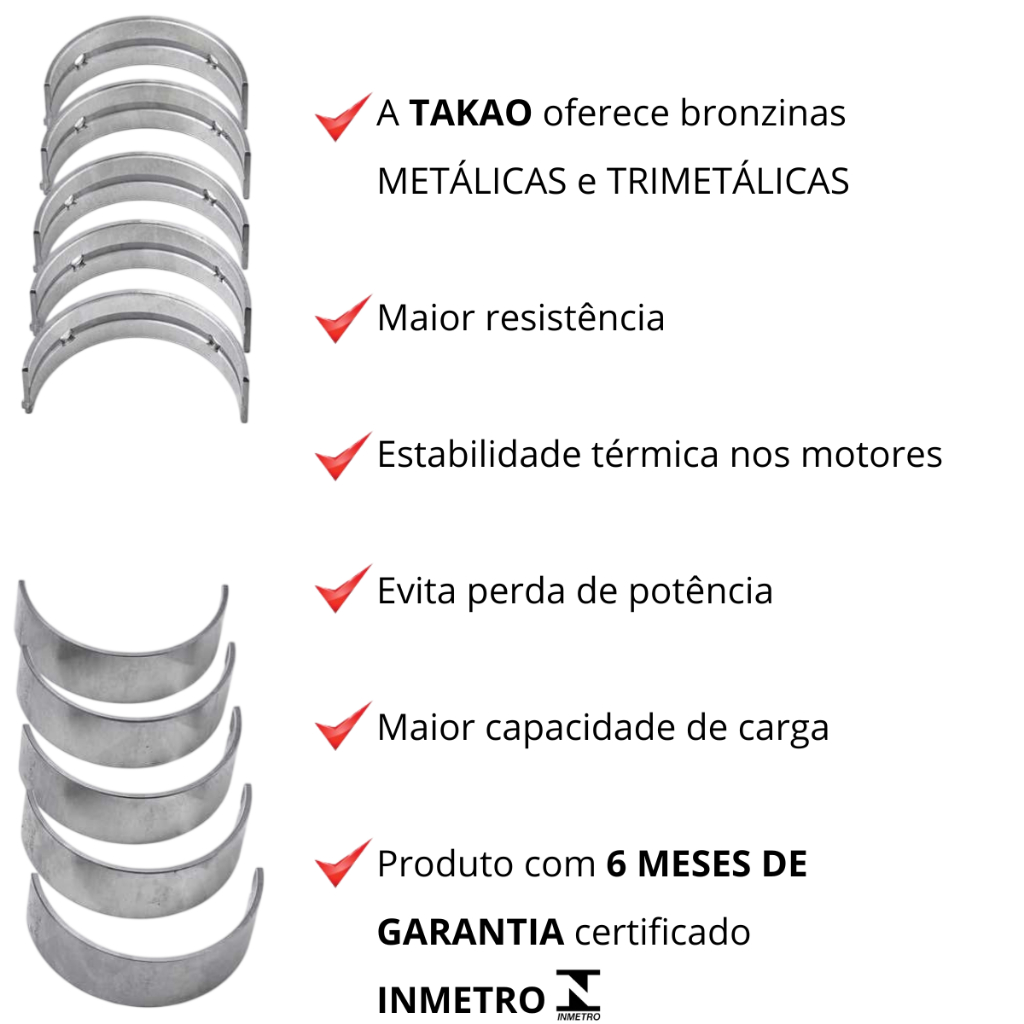 Jogo De Bronzina De Mancal 0,75 TAKAO Para Honda Accord 2.0L 16V 2005 Á 2009 BCH18/075 — imagem 2 de 2
