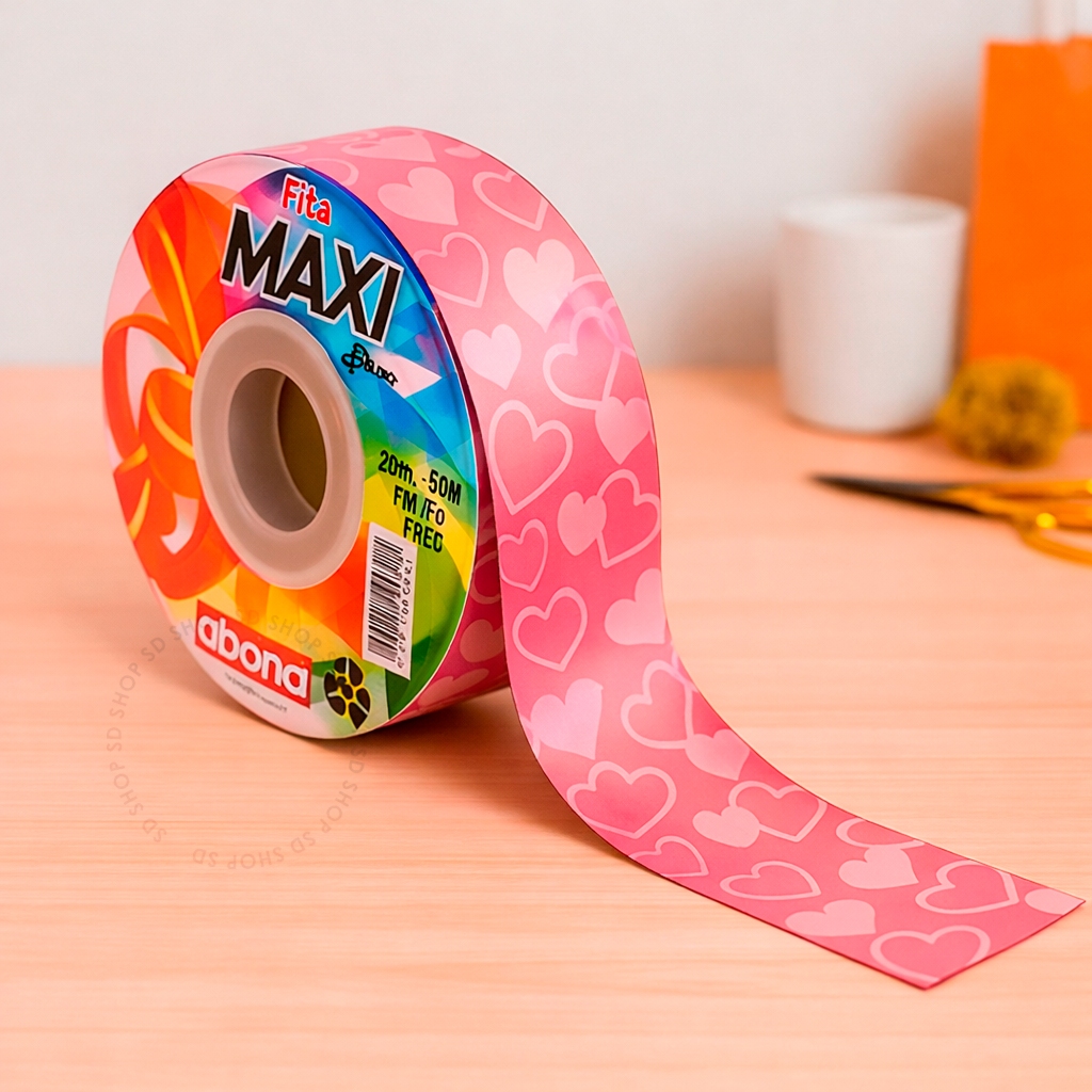 Fita Maxi Albano True Love Rosa 32mmx 100metros laço para Presente dia dos namorados amor
