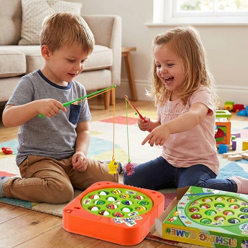 Brinquedo Jogo Pescaria Pega Peixe Pesca Maluco Infantil Diversão Garantida Com Vara