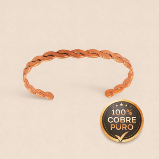 Pulseira Aura Trançada em Cobre Puro Bracelete Ajustável Unissex Artesanal Masculina Feminina